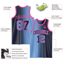 Load image into Gallery viewer, Custom Navy Light Blue-Pink Authentic Gradient Fashion Basketball Jersey
