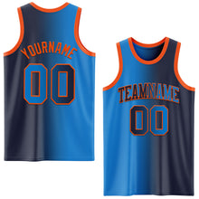 Load image into Gallery viewer, Custom Navy Powder Blue-Orange Authentic Gradient Fashion Basketball Jersey
