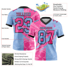 Load image into Gallery viewer, Custom Light Blue Pink-Black Mesh Authentic Gradient Fashion Scratch Football Jersey
