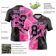 Load image into Gallery viewer, Custom Black Pink-Light Blue Mesh Authentic Gradient Fashion Scratch Football Jersey
