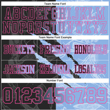 Load image into Gallery viewer, Custom Black Light Blue-Pink Mesh Authentic Gradient Fashion Scratch Football Jersey
