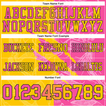 Load image into Gallery viewer, Custom Yellow Pink-Black Mesh Authentic Gradient Fashion Scratch Football Jersey
