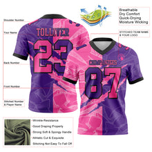 Load image into Gallery viewer, Custom Purple Pink-Black Mesh Authentic Gradient Fashion Scratch Football Jersey
