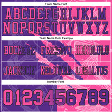 Load image into Gallery viewer, Custom Purple Pink-Black Mesh Authentic Gradient Fashion Scratch Football Jersey
