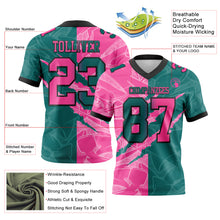 Load image into Gallery viewer, Custom Teal Pink-Black Mesh Authentic Gradient Fashion Scratch Football Jersey
