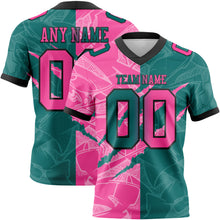 Load image into Gallery viewer, Custom Teal Pink-Black Mesh Authentic Gradient Fashion Scratch Football Jersey
