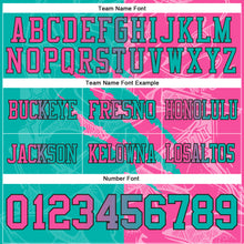 Load image into Gallery viewer, Custom Aqua Pink-Black Mesh Authentic Gradient Fashion Scratch Football Jersey
