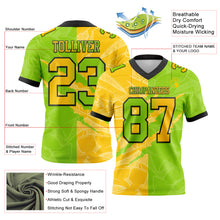 Load image into Gallery viewer, Custom Neon Green Yellow-Black Mesh Authentic Gradient Fashion Scratch Football Jersey
