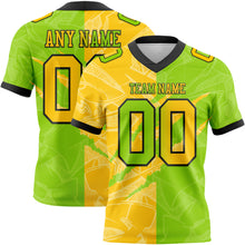 Load image into Gallery viewer, Custom Neon Green Yellow-Black Mesh Authentic Gradient Fashion Scratch Football Jersey
