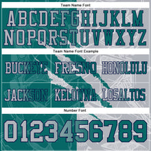 Load image into Gallery viewer, Custom Teal Gray-Navy Mesh Authentic Gradient Fashion Scratch Football Jersey
