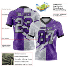 Load image into Gallery viewer, Custom Purple Gray-Black Mesh Authentic Gradient Fashion Scratch Football Jersey
