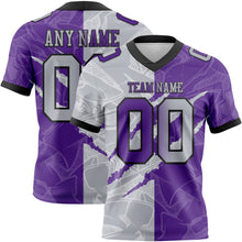 Load image into Gallery viewer, Custom Purple Gray-Black Mesh Authentic Gradient Fashion Scratch Football Jersey
