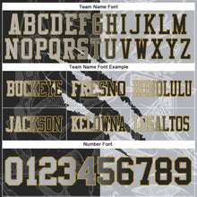Load image into Gallery viewer, Custom Black Gray-Old Gold Mesh Authentic Gradient Fashion Scratch Football Jersey
