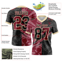 Load image into Gallery viewer, Custom Black Crimson-Cream Mesh Authentic Gradient Fashion Scratch Football Jersey
