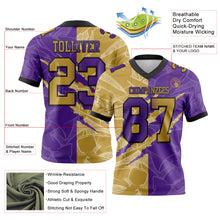Load image into Gallery viewer, Custom Purple Old Gold-Black Mesh Authentic Gradient Fashion Scratch Football Jersey
