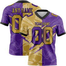 Load image into Gallery viewer, Custom Purple Old Gold-Black Mesh Authentic Gradient Fashion Scratch Football Jersey
