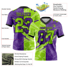 Load image into Gallery viewer, Custom Purple Neon Green-Black Mesh Authentic Gradient Fashion Scratch Football Jersey
