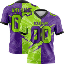 Load image into Gallery viewer, Custom Purple Neon Green-Black Mesh Authentic Gradient Fashion Scratch Football Jersey
