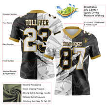 Load image into Gallery viewer, Custom Black White-Old Gold Mesh Authentic Gradient Fashion Scratch Football Jersey

