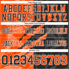 Load image into Gallery viewer, Custom Black Orange-White Mesh Authentic Gradient Fashion Scratch Football Jersey
