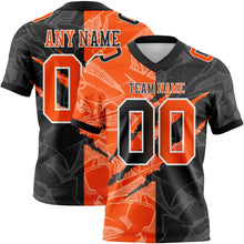 Load image into Gallery viewer, Custom Black Orange-White Mesh Authentic Gradient Fashion Scratch Football Jersey
