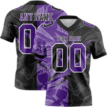 Load image into Gallery viewer, Custom Black Purple-White Mesh Authentic Gradient Fashion Scratch Football Jersey
