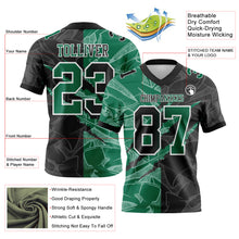 Load image into Gallery viewer, Custom Black Kelly Green-White Mesh Authentic Gradient Fashion Scratch Football Jersey
