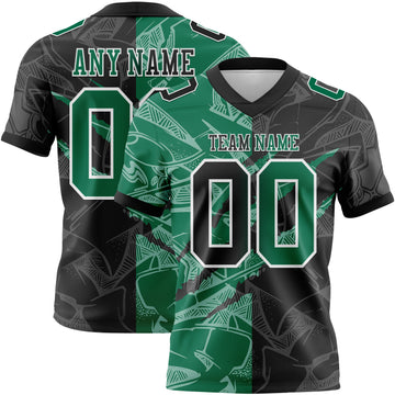 Custom Black Kelly Green-White Mesh Authentic Gradient Fashion Scratch Football Jersey