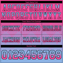 Load image into Gallery viewer, Custom Pink Light Blue-Black Mesh Authentic Gradient Square Shape Flag Football Jersey
