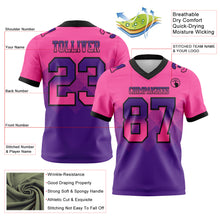 Load image into Gallery viewer, Custom Pink Purple-Black Mesh Authentic Gradient Square Shape Flag Football Jersey
