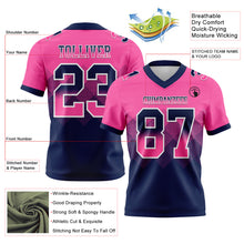 Load image into Gallery viewer, Custom Pink Navy-White Mesh Authentic Gradient Square Shape Flag Football Jersey
