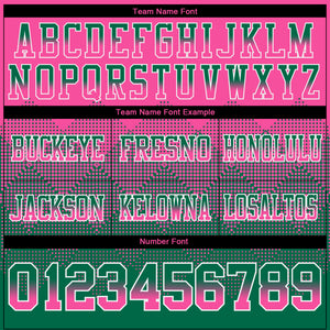 Custom Pink Kelly Green-White Mesh Authentic Gradient Square Shape Flag Football Jersey