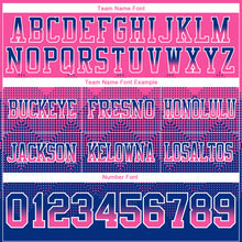 Load image into Gallery viewer, Custom Pink Royal-White Mesh Authentic Gradient Square Shape Flag Football Jersey
