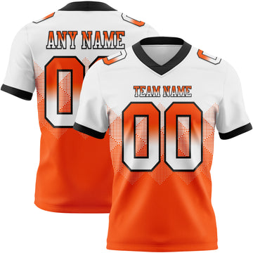 Custom White Orange-Black Mesh Authentic Gradient Square Shape Flag Football Jersey
