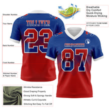 Load image into Gallery viewer, Custom Royal Red-White Mesh Authentic Gradient Square Shape Flag Football Jersey
