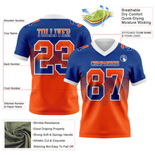 Load image into Gallery viewer, Custom Royal Orange-White Mesh Authentic Gradient Square Shape Flag Football Jersey
