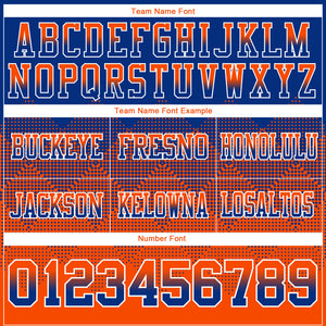 Custom Royal Orange-White Mesh Authentic Gradient Square Shape Flag Football Jersey