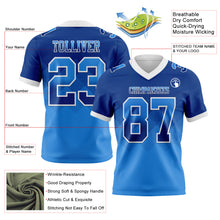 Load image into Gallery viewer, Custom Royal Powder Blue-White Mesh Authentic Gradient Square Shape Flag Football Jersey
