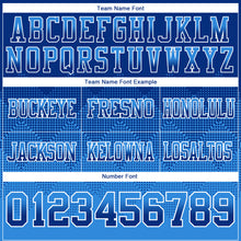 Load image into Gallery viewer, Custom Royal Powder Blue-White Mesh Authentic Gradient Square Shape Flag Football Jersey
