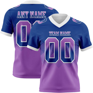 Custom Royal Medium Purple-White Mesh Authentic Gradient Square Shape Flag Football Jersey