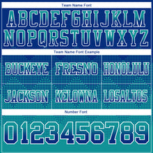Load image into Gallery viewer, Custom Royal Teal-White Mesh Authentic Gradient Square Shape Flag Football Jersey
