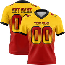 Load image into Gallery viewer, Custom Yellow Red-Black Mesh Authentic Gradient Square Shape Flag Football Jersey
