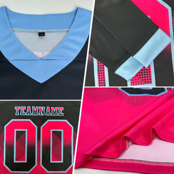 Custom Light Blue Purple-Pink Mesh Authentic Gradient Square Shape 7V7 Flag Football Jersey