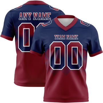 Custom Navy Crimson-White Mesh Authentic Gradient Square Shape Flag Football Jersey