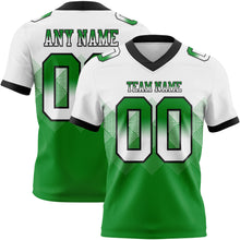Load image into Gallery viewer, Custom White Grass Green-Black Mesh Authentic Gradient Square Shape Flag Football Jersey
