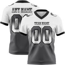 Load image into Gallery viewer, Custom White Steel Gray-Black Mesh Authentic Gradient Square Shape Flag Football Jersey
