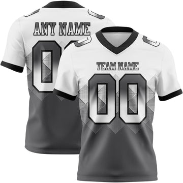 Custom White Steel Gray-Black Mesh Authentic Gradient Square Shape Flag Football Jersey