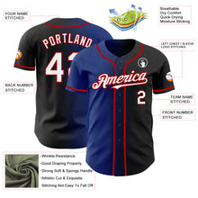 Load image into Gallery viewer, Custom Black White Royal-Red Authentic Gradient Fashion Baseball Jersey
