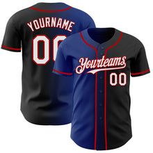 Load image into Gallery viewer, Custom Black White Royal-Red Authentic Gradient Fashion Baseball Jersey
