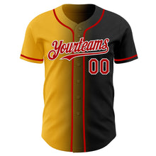 Load image into Gallery viewer, Custom Black Red Gold-White Authentic Gradient Fashion Baseball Jersey
